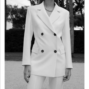 Zara White contrast button double breasted blazer ref 2340/744